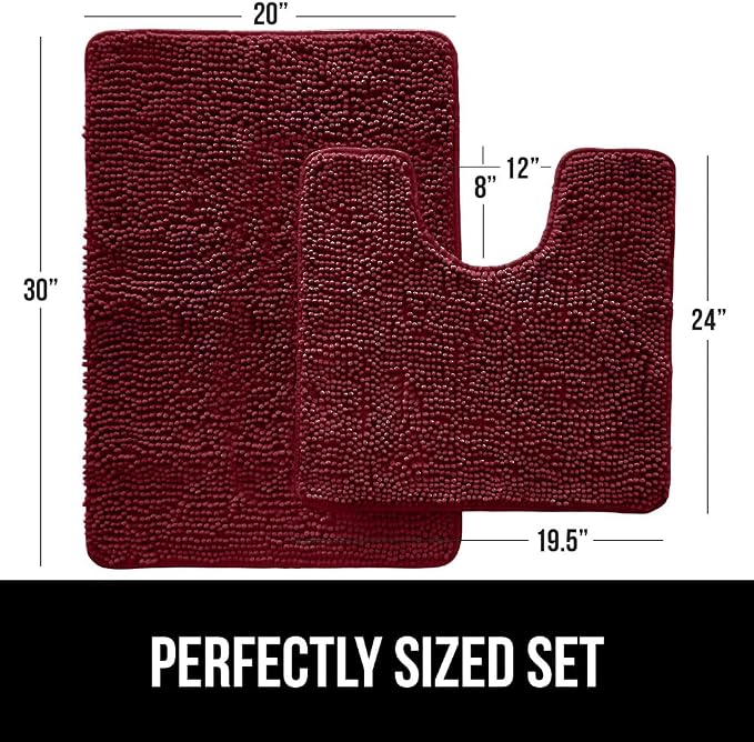 GORILLA GRIP Bathroom Rug Sets, Soft Chenille 2 Piece Area Rugs Set, Toilet - Image 2