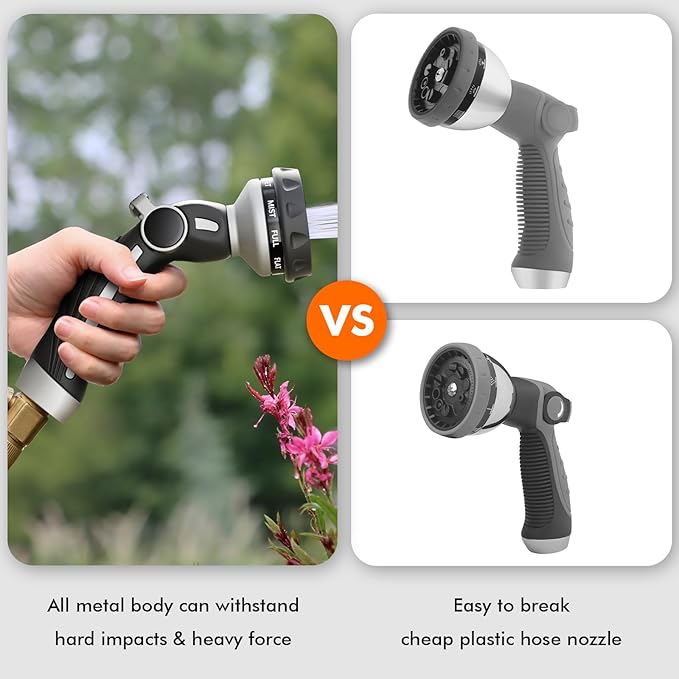 RESTMO Water Hose Nozzle, Metal Garden Hose Sprayer, Heavy Duty | 9 Spray - Image 6