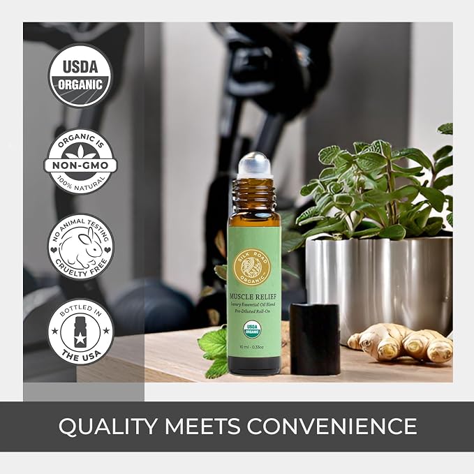 Silk Road Organic Muscle Relief Essential Oil Blend Roll On, 100% Pure USDA - Image 4