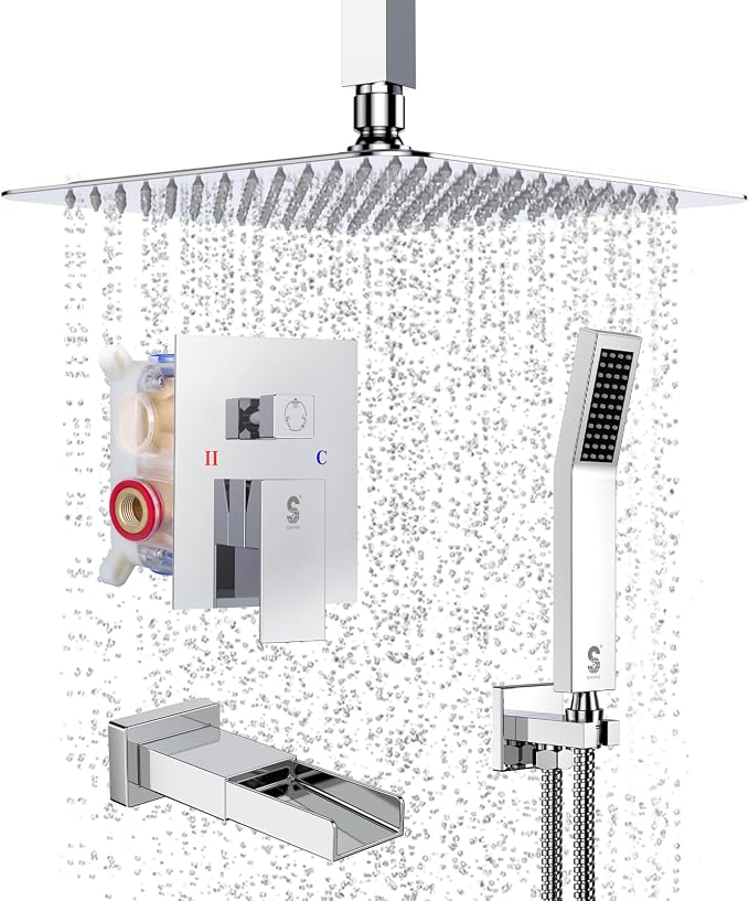 SR SUN RISE 12 Inches All Metal Bathtub Faucet Set Shower System by SRSUNRISE