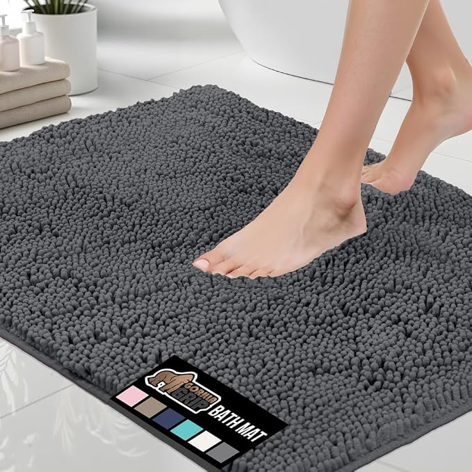 GORILLA GRIP Bath Rug Mat 30x20, Soft Absorbent Chenille, Quick Dry Microfiber by GorillaGrip