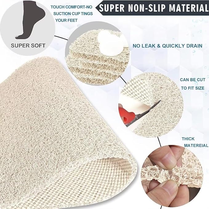 godehone Shower Mats Non Slip Without Suction Cups, PVC Loofah Bathroom Mats - Image 3