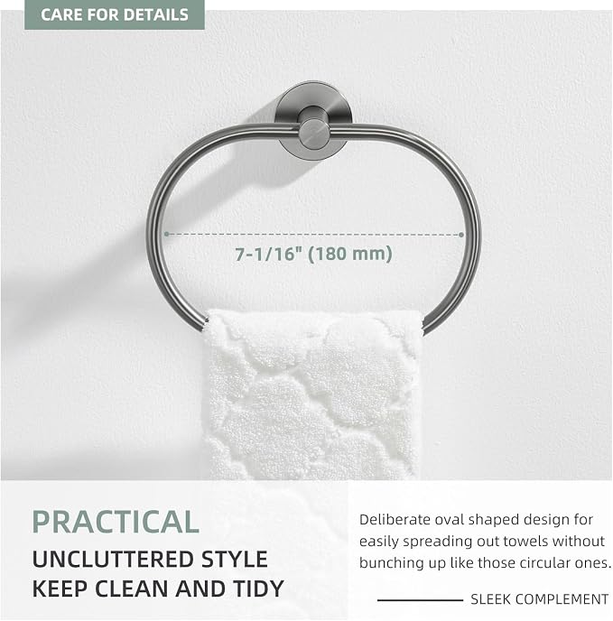 Angle Simple Swivel Towel Ring for Bathroom, SUS304 Stainless Steel Oval Hand - Image 6