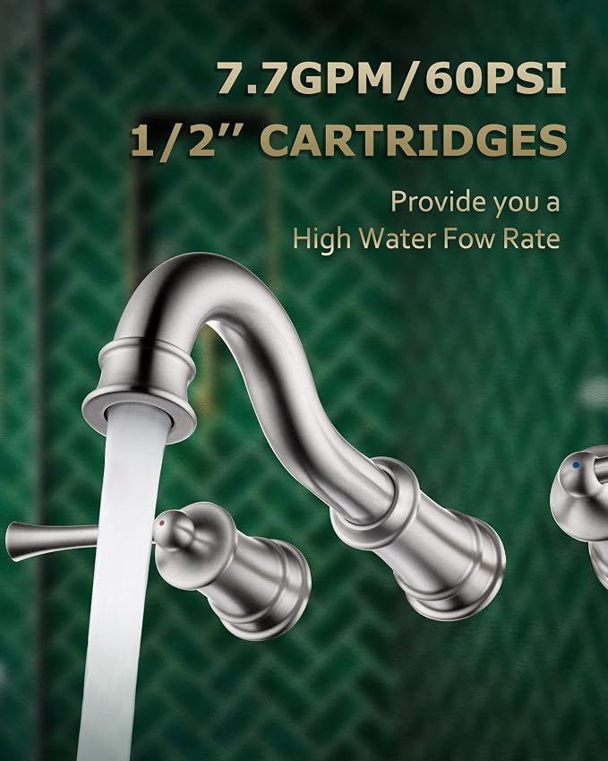 Roman Bathtub Faucet Wall Mount Widespread Tub Filler - Image 3
