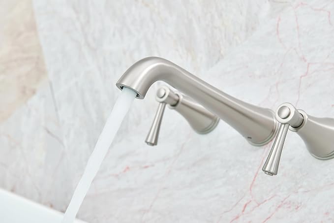 SITGES High Flow Brushed Nickel Wall Mount Bathtub Faucet - Image 3