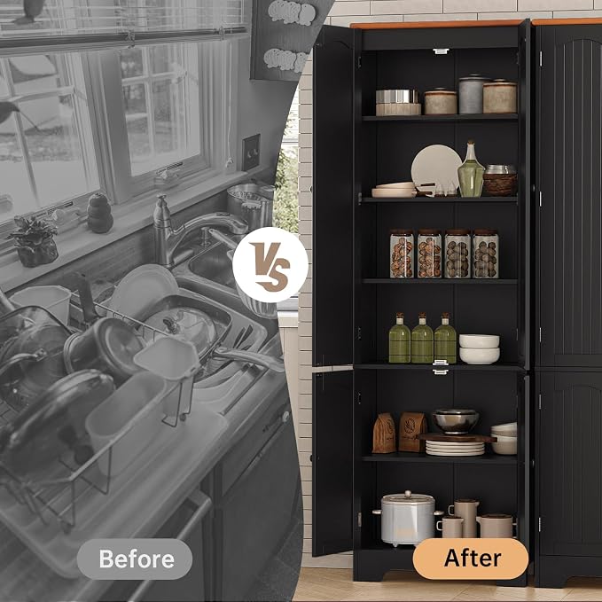 4 Door Pantry - 72.2'' Kitchen Cabinet - Image 6
