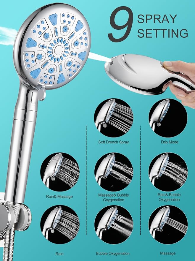 Cobbe 12 Inch All Metal Rain Shower Head, Dual Shower Heads - Image 2