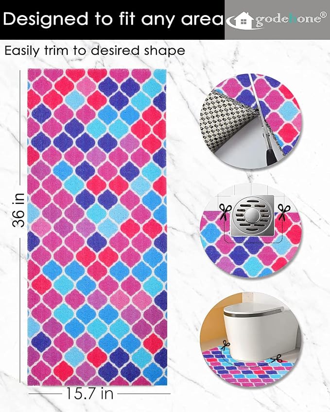 godehone Shower Mats Non Slip Without Suction Cups, PVC Loofah Bathroom Mats - Image 2