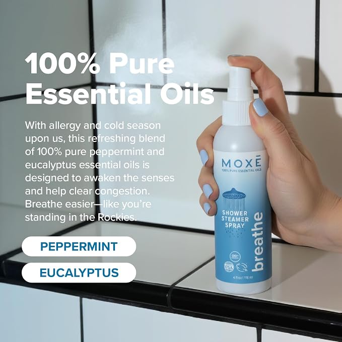 MOXE Breathe Shower Mist, Eucalyptus and Peppermint, Spa Steam Spray, Certified - Image 6