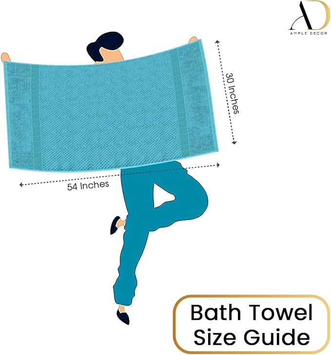 Ample Decor Bath Towels for Bathroom Set of 16 100% Cotton Sky Blue Popcorn - Image 5