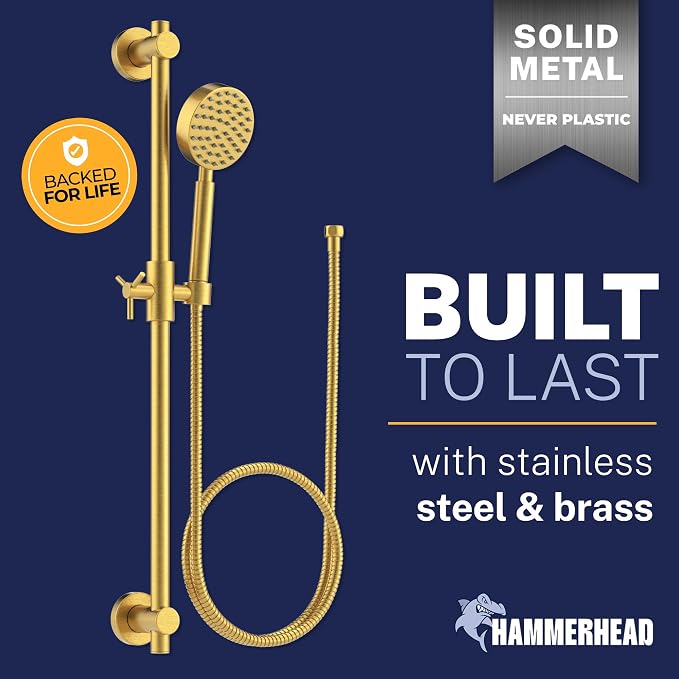 HammerHead Showers® Solid Metal 27.5 Inch Shower Slide Bar Set and Handheld - Image 2