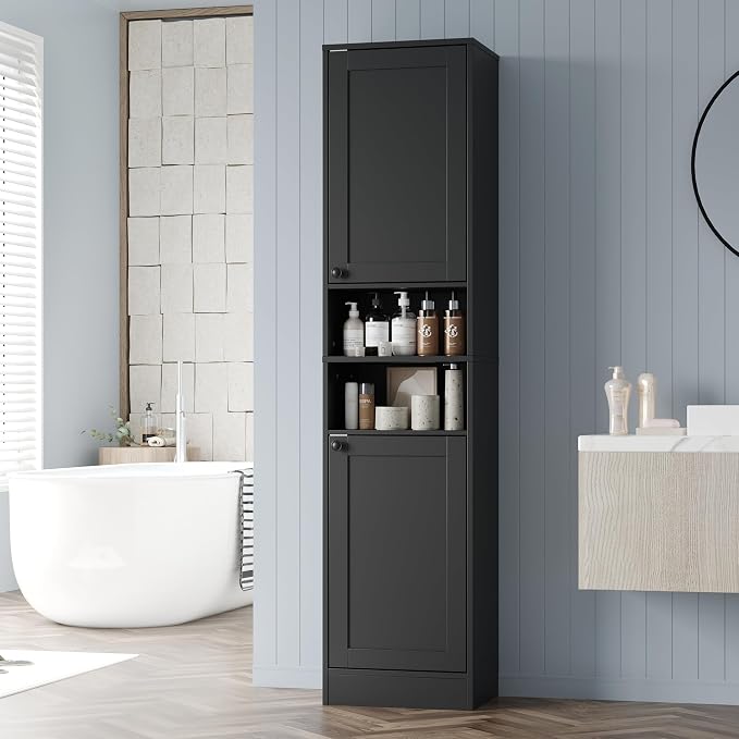 67" Tall Bathroom Cabinet with 2 Doors, Narrow Freestanding Floor Cabinet by Furnify