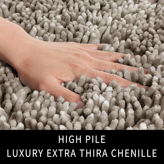 Yimobra Toilet Rugs U Shaped Washable, Extra Thick Soft Absorbent Chenille - Image 3