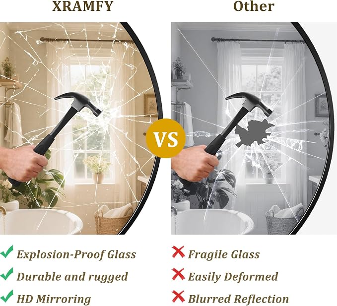 42 Inch Round Black Metal Wall Mirror - Image 7