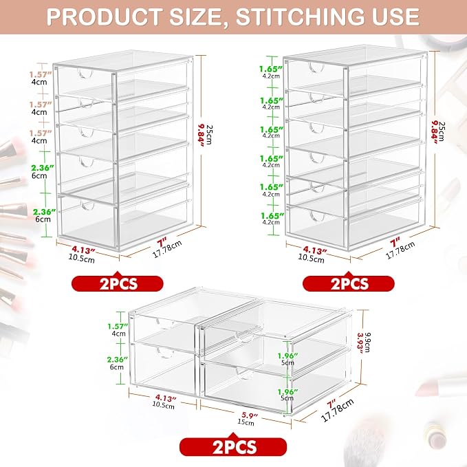 Makeup Organizer Storage with 30 Drawers, Desk Organizers, Dustproof Drawer and - Image 3