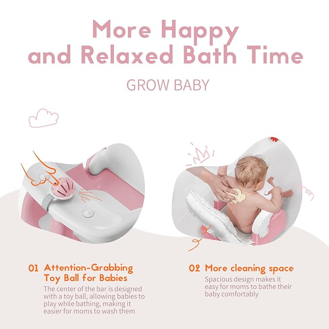 BabyBond Baby Bath Seat with Sitting & Lying 2 Modes, 3-Speed Adjustment - Image 6