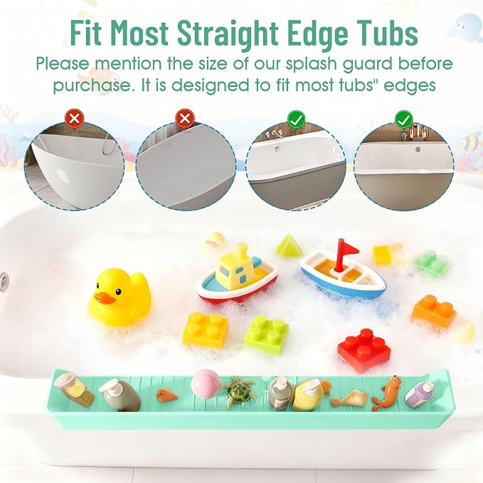 Splash Guard for Bathtub Kids, Longer Silicone Bathtub Splash Guard - Image 6