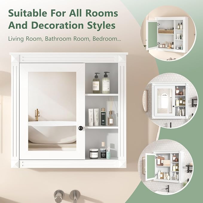 30" White Bathroom Medicine Cabinet - Image 4