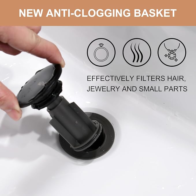 KENES Bathroom Vessel Sink Pop Up Drain Without Overflow Assembly, Lavatory - Image 7