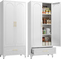 Metal Storage Cabinet with Drawers, 75Inch White Pantry Cabinets by Steeloong