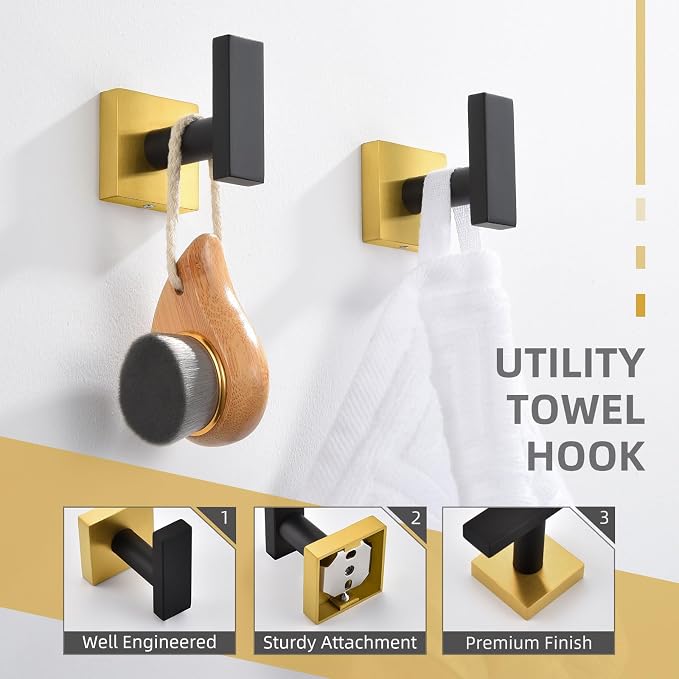 Angle Simple Bathroom Towel Hook 2 Pack, SUS 304 Stainless Steel Bath Robe Coat - Image 6