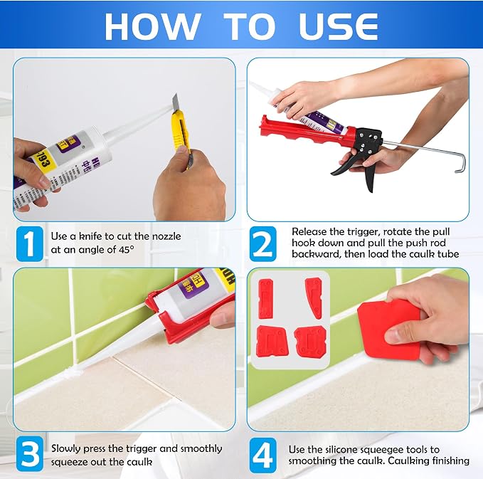 Drip-free Caulking Gun Ratchet Rod Caulk Gun Applicator 15:1 Thrust Ratio - Image 5