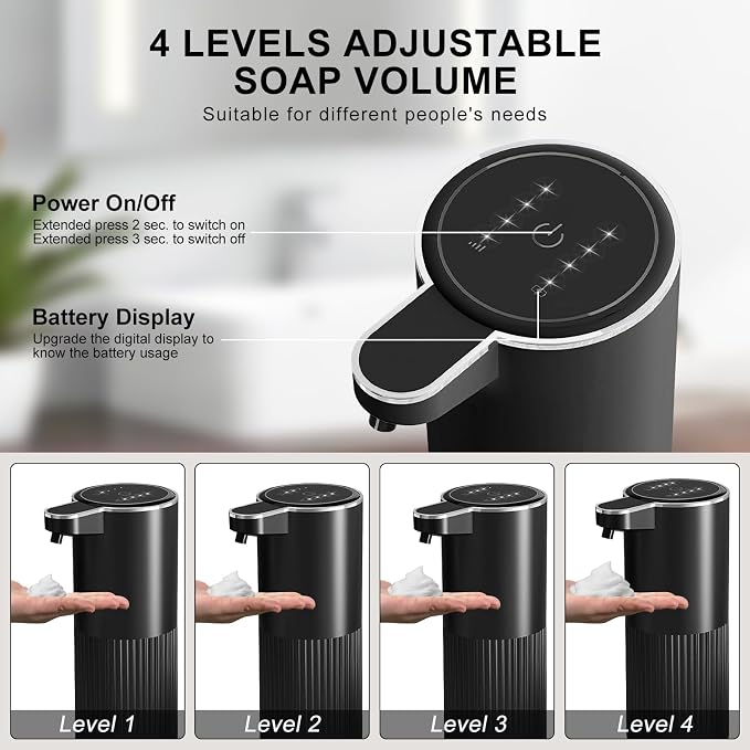 GuDoQi Automatic Touchless Foaming Soap Dispenser, 4-Level Adjustable Foam - Image 3
