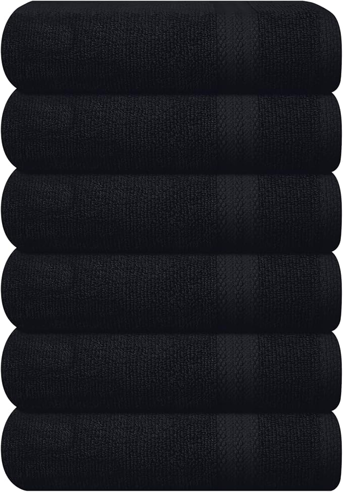 GLAMBURG Ultra Soft 6-Piece Hand Towel Set 16x28-100% Ringspun Cotton by GLAMBURG