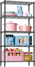 IZEUK 5 Tier Black Metal Storage Shelves, Heavy Duty Adjustable Wire Shelving by IZEUK