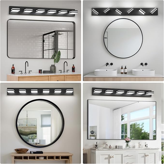 Modern LED Bathroom Lights Fixtures, Metal Black Acrylic Wall Lighting - Image 7