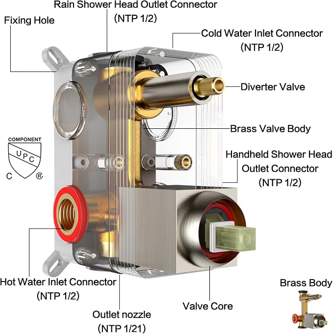 Rain Shower System 12 inch Shower Faucet Set - Image 3