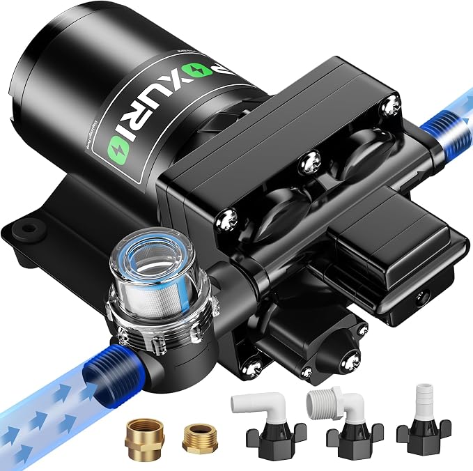 6GPM RV Water Pump, 70PSI 110V DC Fresh Water Pump, Self-Priming Diaphragm by POXURIO