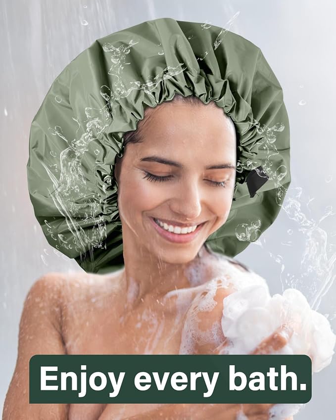 Aquior Shower Cap for Women, Extra Adjustable Shower Caps for Women - Image 9