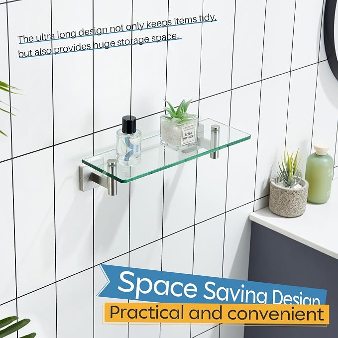 KOKOSIRI Floating Shelf Bathroom Wall Mount Shelves 12-Inch - Image 3
