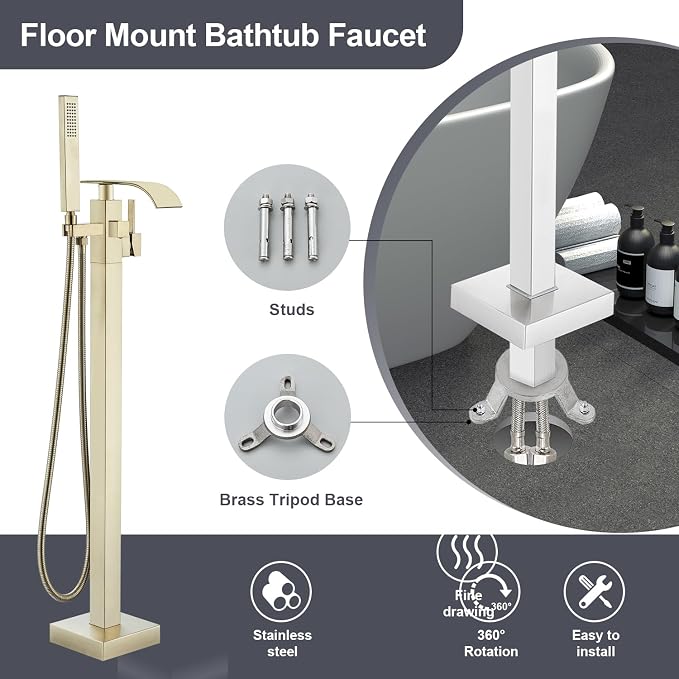 Senlesen Freestanding Bathtub Faucets Floor Mounted Tub Filler Faucet - Image 6
