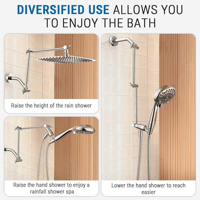 G-Promise 18 Inch Shower Head Extension Arm, Solid Brass Height & Angle - Image 2