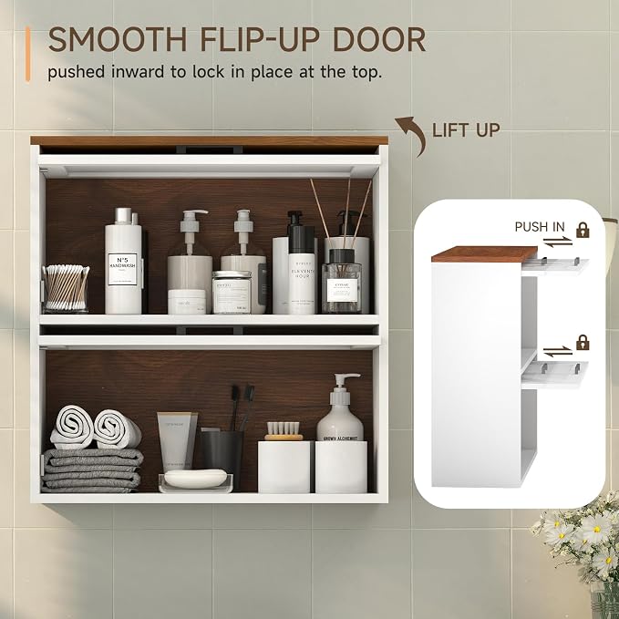 HollyHOME Bathroom Wall Cabinet, Farmhouse Barn Door Wood Medicine Cabinet - Image 4