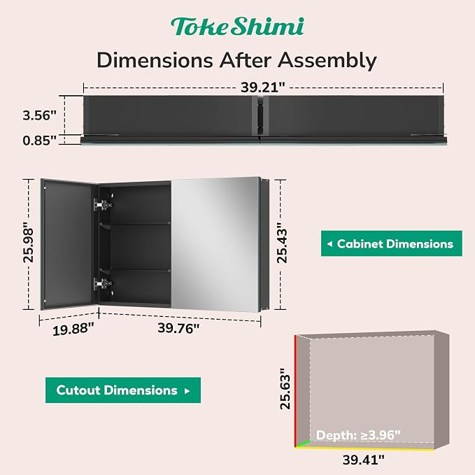 TokeShimi 40x26 Bathroom Medicine Cabinet - Image 2