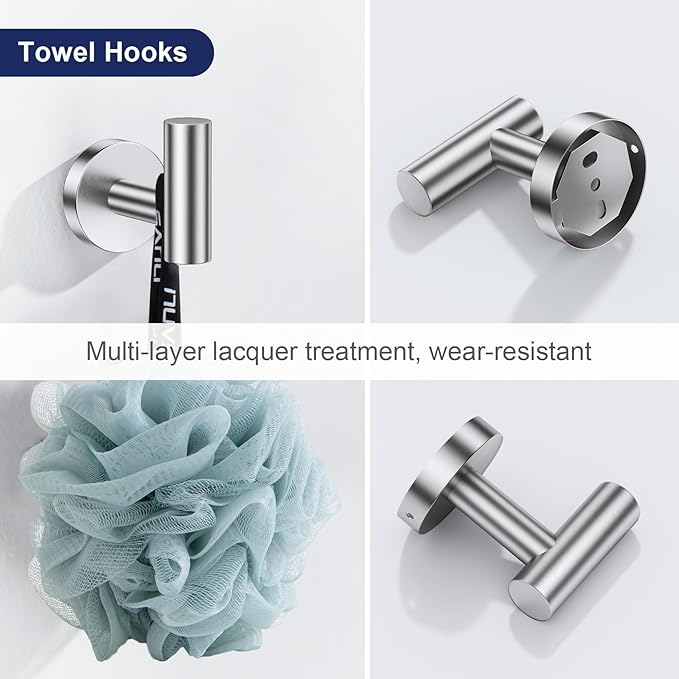 Lairuier 5 Pieces Brushed Nickel Bathroom Accessories Set, 23.6 Inch Bath Towel - Image 5