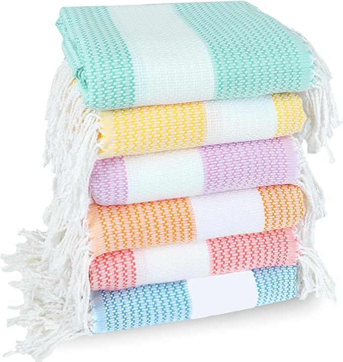 6 Pack Cotton Turkish Beach Towel Lightweight Thin Travel Vacation Essentials by Unknown