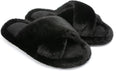 Chantomoo Womens Slippers Memory Foam Fuzzy Cross Band Faux Fur Slippers by Chantomoo