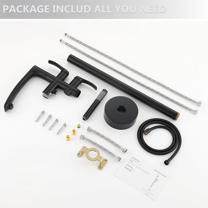 Freestanding Bathtub Faucets, Matte Black Stainless Steel Floor Mount Tub Filler - Image 7