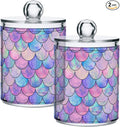 MNSRUU 2 Pack Qtip Holder Organizer Dispenser Colorful Mermaid Scales Bathroom by MNSRUU