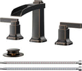 FORIOUS Brass Bathroom Faucets 3 Hole, Modern Waterfall Widespread 8 Inch Oil by FORIOUS