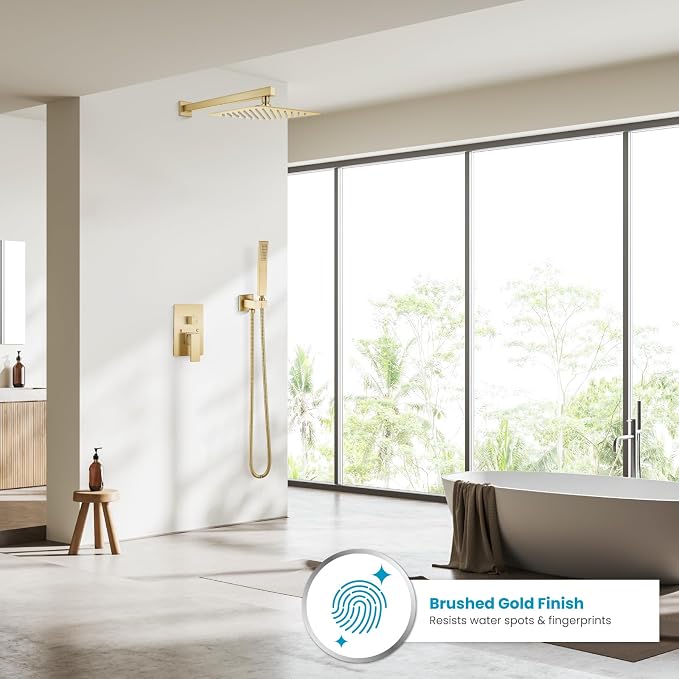 gotonovo Rainfall Bathroom Shower System Rain Shower Head and Handle Set Wall - Image 2