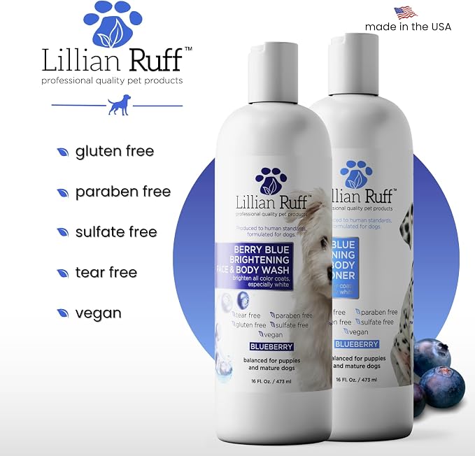 Lillian Ruff PRO Formula Berry Blue Brightening Dog Shampoo & Conditioner Set - Image 6
