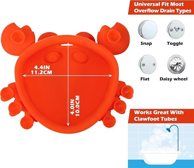 Koluti Bathtub Overflow Drain Cover, Silicone Fun Grab Bath Tub Drain Stopper - Image 3