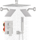 Enga 10 Inch + Dual 6-Inch Rain Shower System, Four Modes Diverter Shower Faucet by Enga