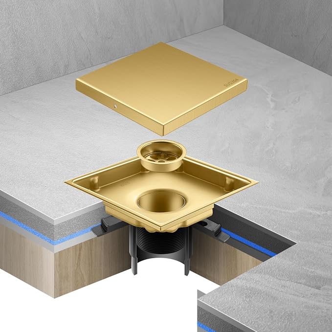 Hidden Brushed Square Shower Floor Drain, 304 Stainless Steel, - Image 5