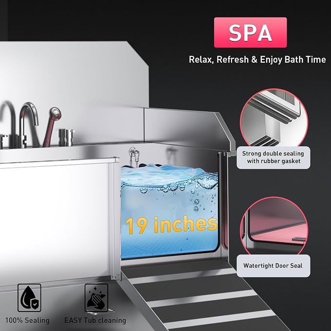 Dog Washing Station – 50 inch Professional 304 Stainless Steel Grooming Tub - Image 2